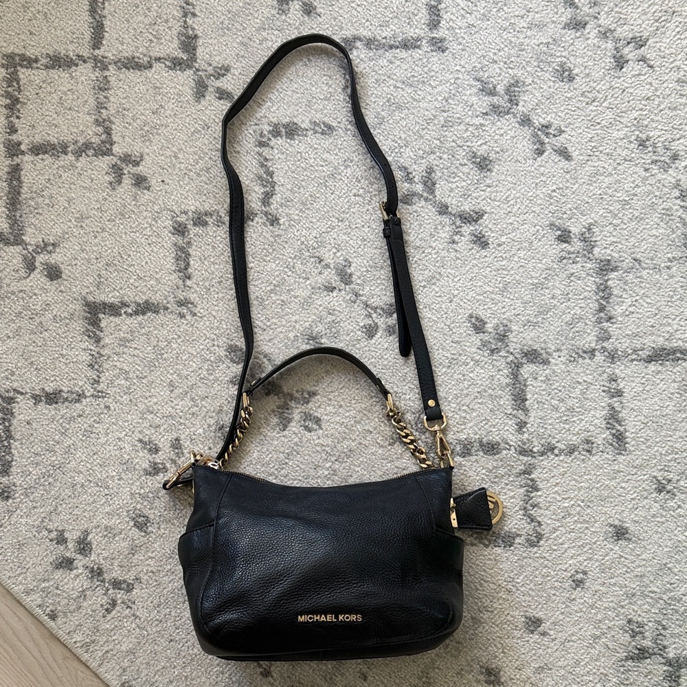 Michael Kors Black Shoulder Bag with Gold Accents
